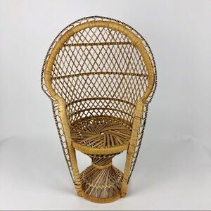 Boho Vintage‎ Wicker Peacock Plant Chair Holder Stand